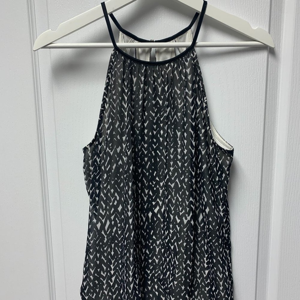 Black and White Sleeveless Blouse